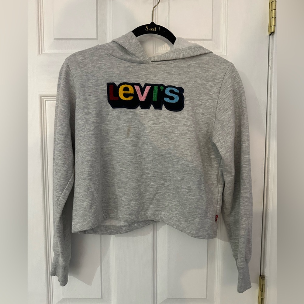 Levi's Heather Gray Hoodie with Colorful Logo (XL)
